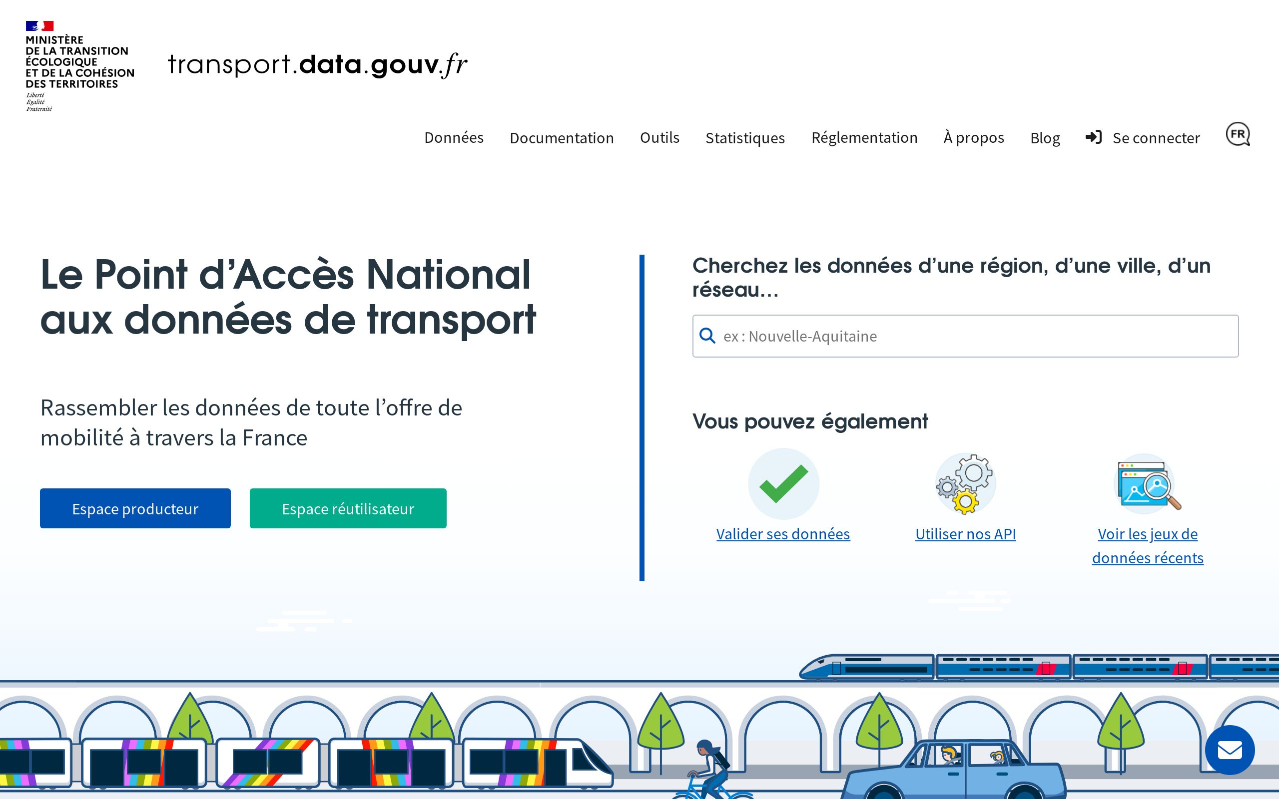 Copie d'écran de https://transport.data.gouv.fr