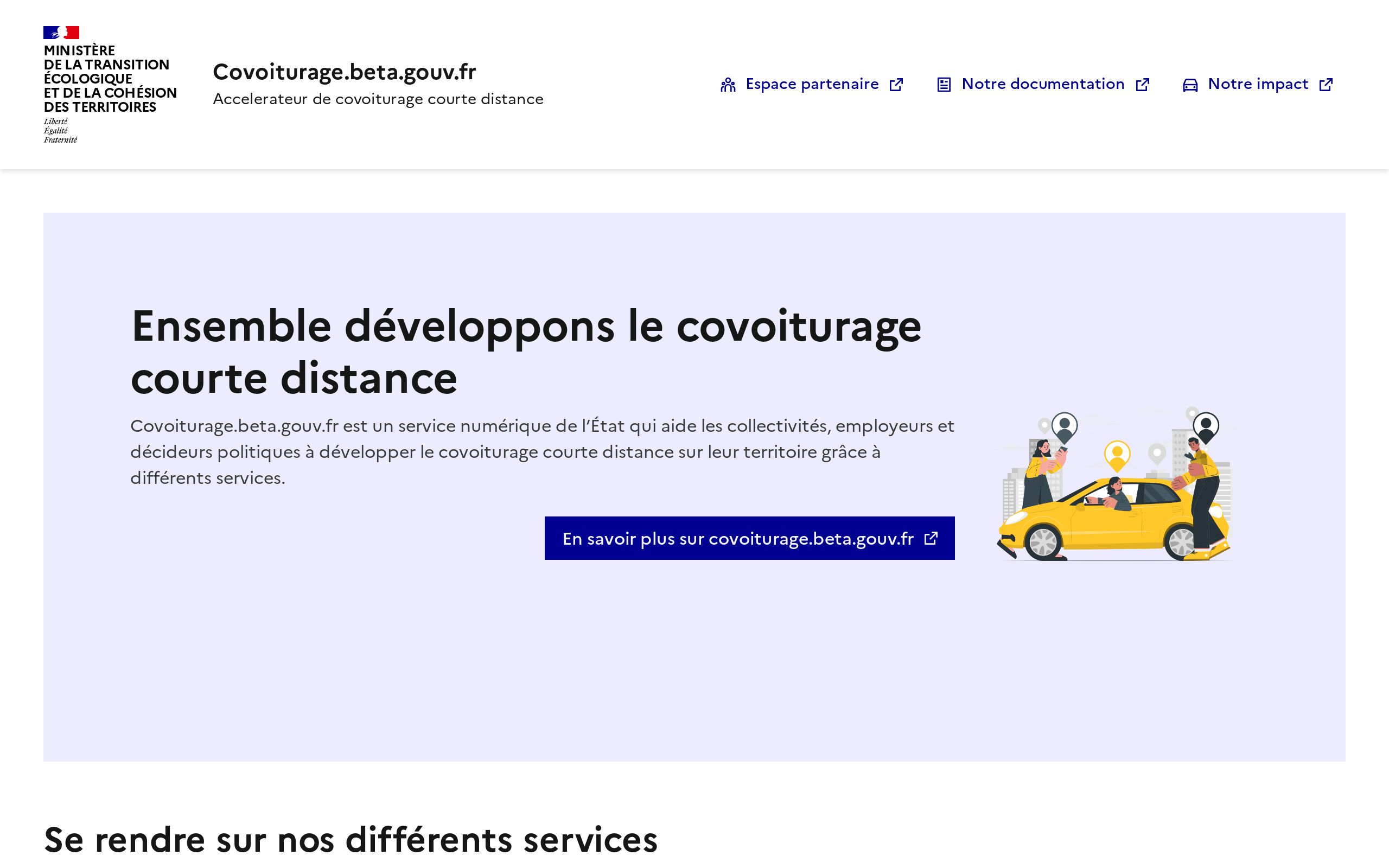 Copie d'écran de https://covoiturage.beta.gouv.fr