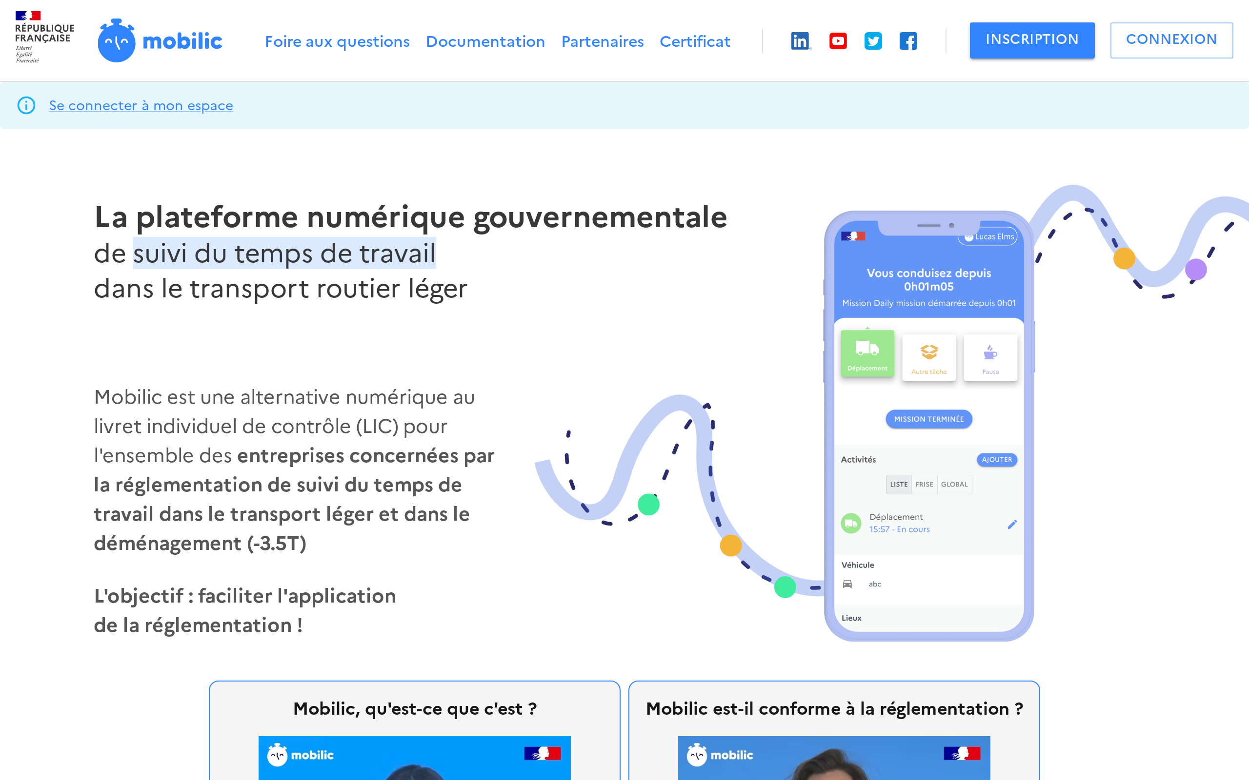 Copie d'écran de https://mobilic.beta.gouv.fr